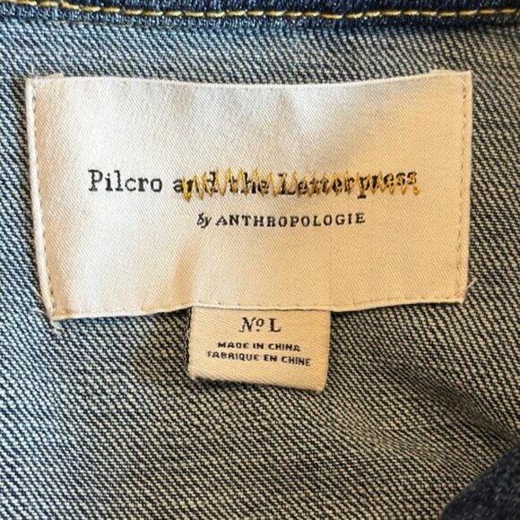 Pilcro sz L (fits like an 8) Women's fitted Denim Jacket pockets, button closure - Picture 6 of 7